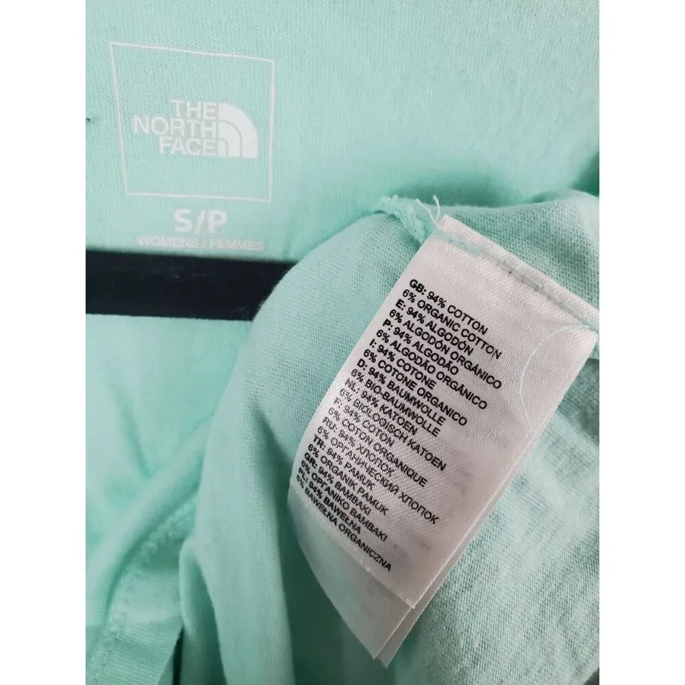 The North Face T‎ Shirt S/P Light Blue V Neck Short Sleeve Logo Print Casual Top - Picture 4 of 4